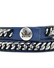 bransoletki skórzane Silver Chain on Navy Blue Leather 2