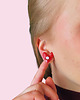 kolczyki z masy plastycznej Czerwone brokatowe kolczyki SERCA mini z oczkiem 1