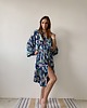 szlafroki damskie Szlafrok narzutka kimono w niebieski wzór 3