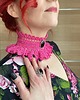 chokery Barbie pink fuksjowy naszyjnik retro vintage kolia koronkowa 6
