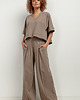 bluzki kimonowe damskie Bluza kimono z dekoltem V, T416, cappuccino 1