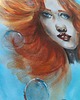 grafiki i ilustracje Portret Syrenka Ariel Akwarela Kobieta Rudowłosa Ruda Bańki Morze 30x42 1