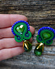 kolczyki soutache Zieleń i granat- kolczyki soutache z kryształkami 4