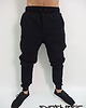 spodnie męskie Męskie czarne dresowe baggy wstawki pikowane 5