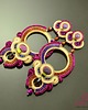 kolczyki soutache Beż fiolet i róż - bardzo długie kolczyki sutasz 2