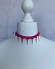 chokery Barbie pink fuksjowy koronkowy choker z kolcami 1