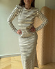sukienki midi damskie Sukienka Begin ecru cream & black stripes 3