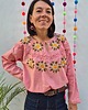 t-shirt damskie Bluzka haftowana Cama Różowa ręcznie haftowana 1