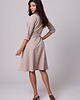 sukienki midi damskie Sukienka kopertowa z kołnierzem szalowym-beżowa(B-255) 2