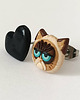 kolczyki z masy plastycznej Kolczyki Zrzędliwy Kot Grumpy Cat i Czarne Serduszko 2