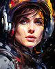 plakaty Portret kosmonautki - Plakat - Druk - Astronauta, Abstrakcja, Loft #3 1
