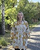 bluzki kimonowe damskie Kimono 100% len w kwiaty, wiązane paskiem. 1