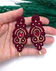 kolczyki soutache Kolczyki sutasz bordowe ze złotem Olia wieczorowe z kryształkami 1