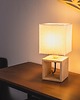 lampy stołowe Lampka stołowa drewniana z białym abażurem E27 Led 1