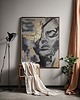 obrazy Abstrakcyjny portret kobiety w szarościach ze złotem 70x100 cm duży obraz 1