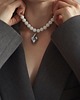 Biżuteria ślubna Choker z onyksa białego i dużej szarej perły barokowej - FULL 4