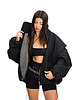 kurtki damskie Parachute washed black denim bomber jacket 2