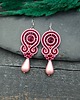 kolczyki soutache Kolczyki sutasz bordowo różowe kolorowe wiosenne z dużą łezką Cleo 2