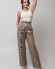 spodnie materiałowe damskie Wełniane spodnie w kratkę z szeroką nogawką 1