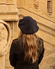 czapki damskie Klasyczny beret z antenką z wełny alpaki granatowy 3