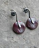 kolczyki wire wrapping Fioletowe antyczne krążki - sztyfty 3
