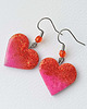 kolczyki z masy plastycznej Pomarańczowe Kolczyki Serca z Brokatem 1