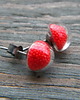 kolczyki wire wrapping czerwone maliny - kolczyki 1