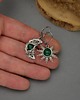 kolczyki wire wrapping Asymetryczne kolczyki księżyc i słońce zielony onyks wire wrapping 2