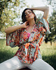 bluzki kimonowe damskie Kimono Flower Turkus SHORT 4