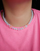 chokery Błękitny naszyjnik choker z koralików kolorowe kwiaty 1
