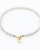 chokery Choker naszyjnik perły naturalne literka- srebro 925 pozłacane 2