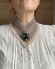 chokery Beżowy koronkowy retro naszyjnik z piękną broszą 2