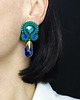kolczyki soutache Zieleń i granat- kolczyki soutache z kryształkami 4