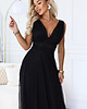 sukienki maxi damskie 687-1 Elegancka sukienka maxi z kopertowym dekoltem i odkrytymi plecami - czarna 5