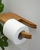 dodatki - łazienka - różne Minimalistyczny dębowy uchwyt  na papier toaletowy z półką 1