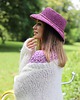 kapelusze damskie Kapelusz Lena, rafia 100%, winogronowy, handmade, rozmiar 56 5