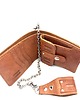 portfele damskie Brązowy portfel skórzany na bilon ręcznie uszyty z łańcuszkiem. 4