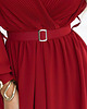 sukienki maxi damskie 639-1 Elegancka plisowana sukienka maxi z kopertowym dekoltem - bordowa 4