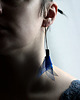 bransoletki wire wrapping Srebrne kolczyki z granatową tkaniną  TA CU 4