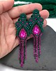 kolczyki soutache Kolczyki sutasz zielone fuksjowe z cyrkoniami Lilla długie błyszczące 2