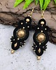 kolczyki soutache Orina złoto czarne wiszące wieczorowe kolczyki sutasz 2
