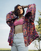 bluzki kimonowe damskie Kimono Purple Flower SHORT 3