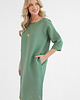 sukienki midi damskie Lniana Sukienka PEONY EUCALYPTUS GREEN 3