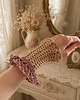 rękawiczki damskie Mitenki koronkowe retro vintage styl kremowo różowe 1