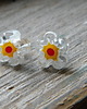 kolczyki wire wrapping Żółty środek - kwiatki    - sztyfty 2