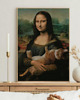 grafiki i ilustracje PLAKAT Mona Lisa z kotem portret , zabawny prezent dla kociary 4