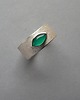 pierścionki srebrne -obrączka z zielonym agatem- 2