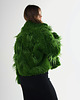 kurtki damskie Krótka zielona kurtka ze sztucznego futra GREEN LLAMA 1