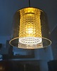 lampy wiszące Lampa wisząca kpl 3 szt szkło miodowe kryształowy wkład lata 60/70 15x18 cm 1