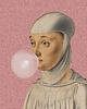 obrazy Obraz drukowany na płótnie "Kobieta z gumą balonową "różowa 1